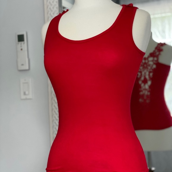 Red Top with Open Laced Back - Picture 2 of 8